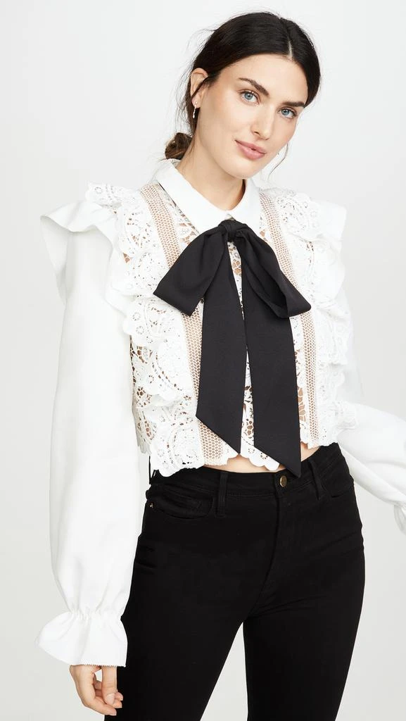 商品Self Portrait|Self Portrait Flower Lace Tie Top,价格¥1850,第2张图片详细描述