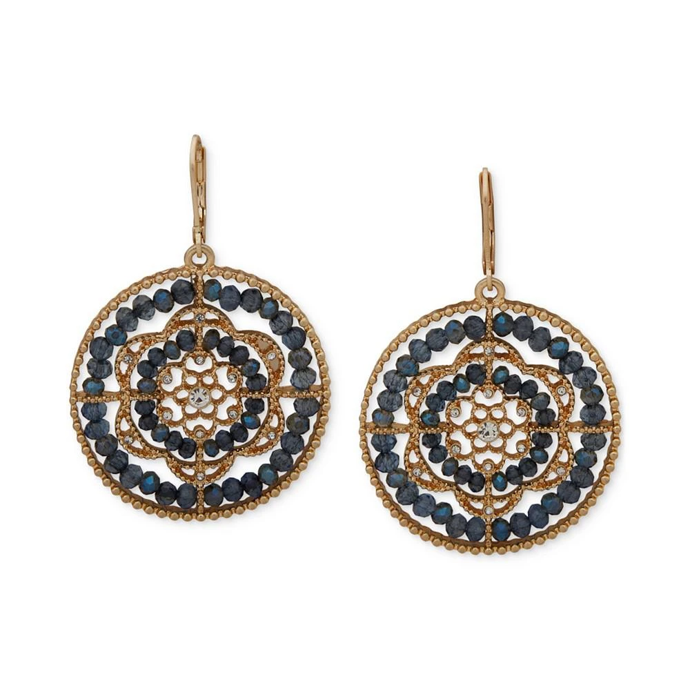 商品Lonna & Lilly|Gold-Tone Pavé & Bead Flower Openwork Drop Earrings,价格¥238,第1张图片