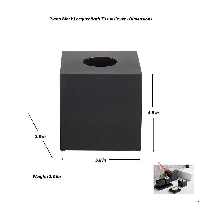 商品Roselli|Piano Black Lacquer Bath Tissue Cover - 100% Exclusive,价格¥449,第5张图片详细描述