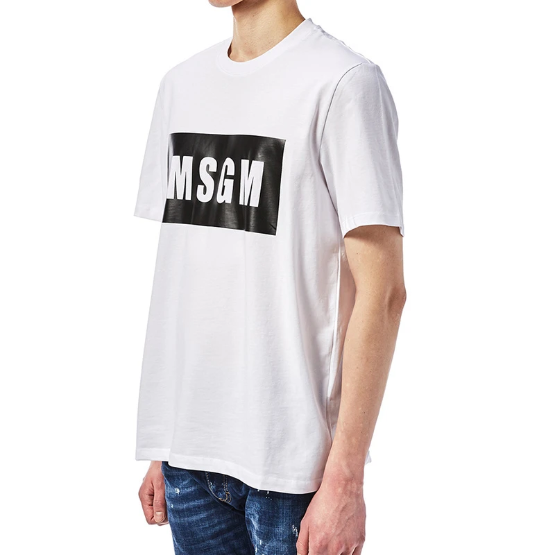 MSGM 男士圆领混纺白色棉质短袖T恤 2440MM67-184299-01 商品