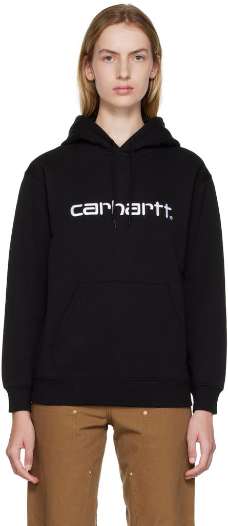 Black Embroidered Hoodie商品第1张图片规格展示