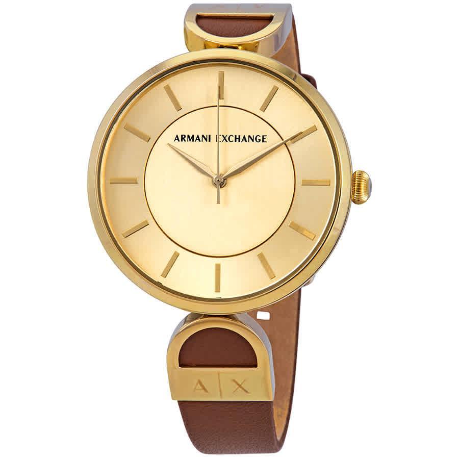 商品Armani Exchange|Armani Exchange Gold Dial Ladies Watch AX5324,价格¥581,第1张图片