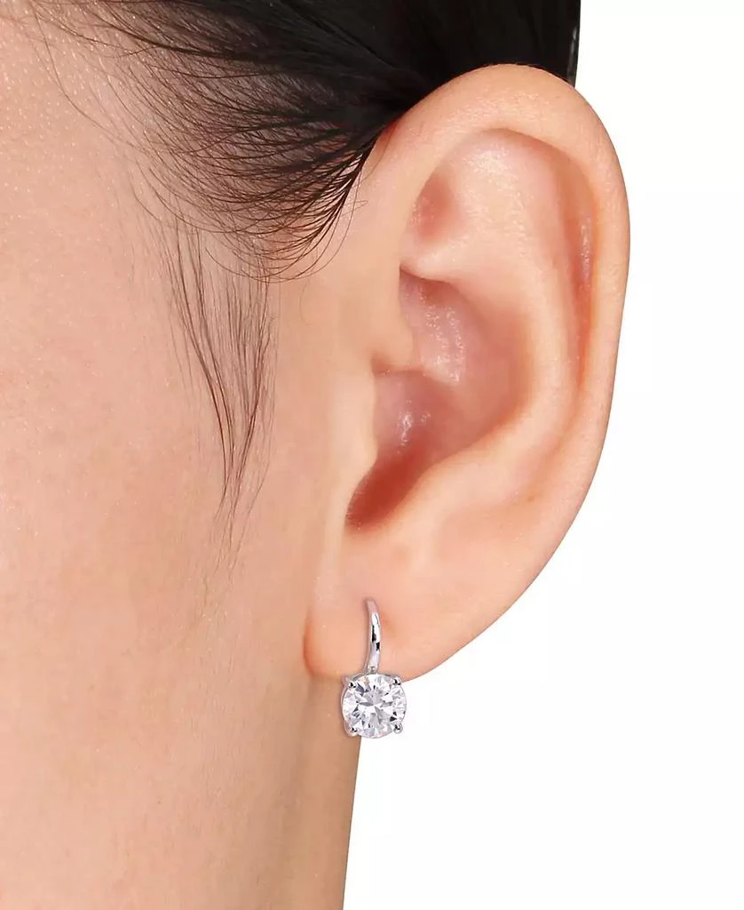 商品Macy's|Lab-Grown Moissanite Solitaire Leverback Earrings (4 ct. t.w.) in 14k White Gold,价格¥18126,第2张图片详细描述