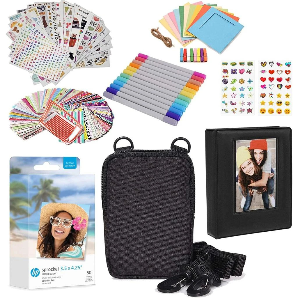 商品HP|Sprocket 3.5 x 4.25” Zink Photo Paper Kit - 50 Pack Zink Paper, Case, Album, Markers & Stickers,价格¥523,第1张图片