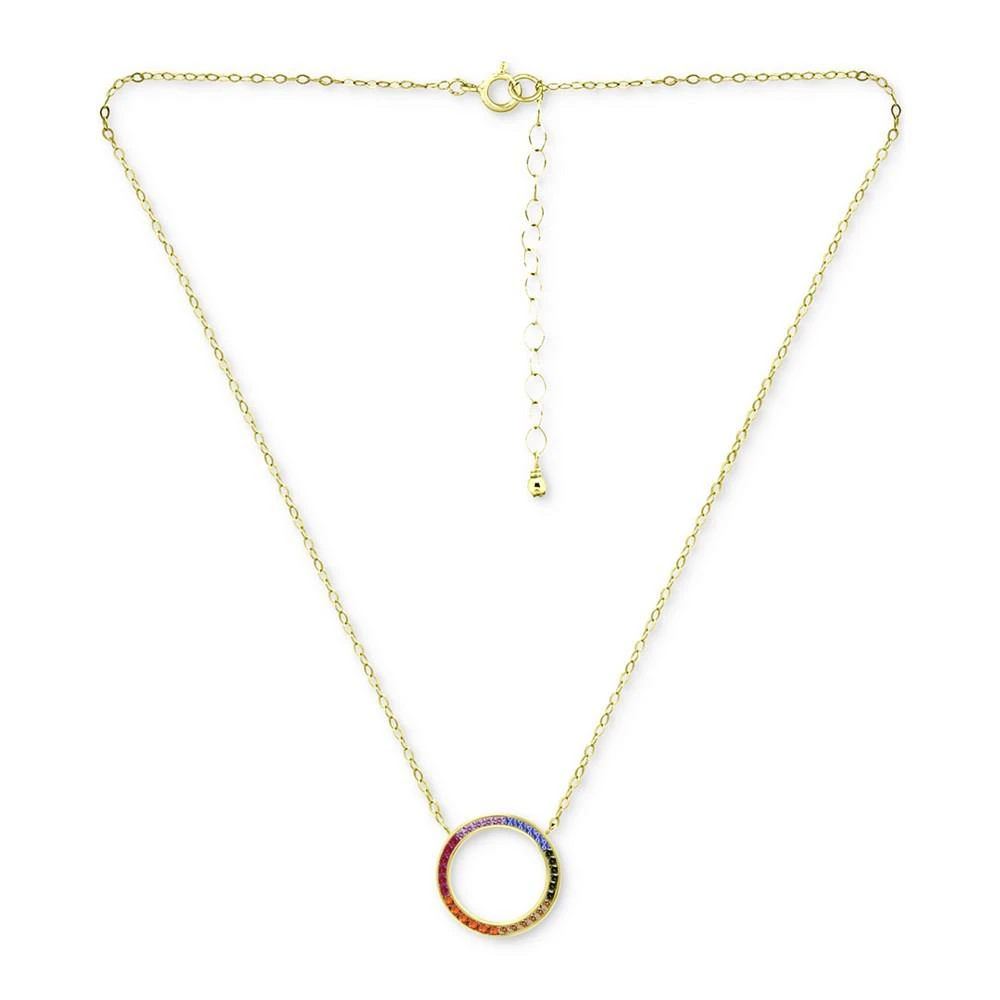 商品Giani Bernini|Rainbow Cubic Zirconia Open Circle Pendant Necklace in 18k Gold-Plated Sterling Silver, 16" + 2" extender, Created for Macy's,价格¥209,第3张图片详细描述