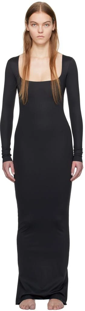 商品SKIMS|Black SKIMS Body Long Sleeve Long Slip Maxi Dress,价格¥957,第1张图片