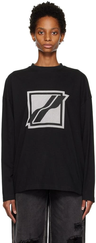 商品We11done|Black Bonded Long Sleeve T-Shirt,价格¥913,第1张图片