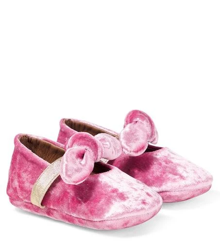 商品PEPE|Baby bow-detail velvet ballet flats,价格¥1057,第1张图片