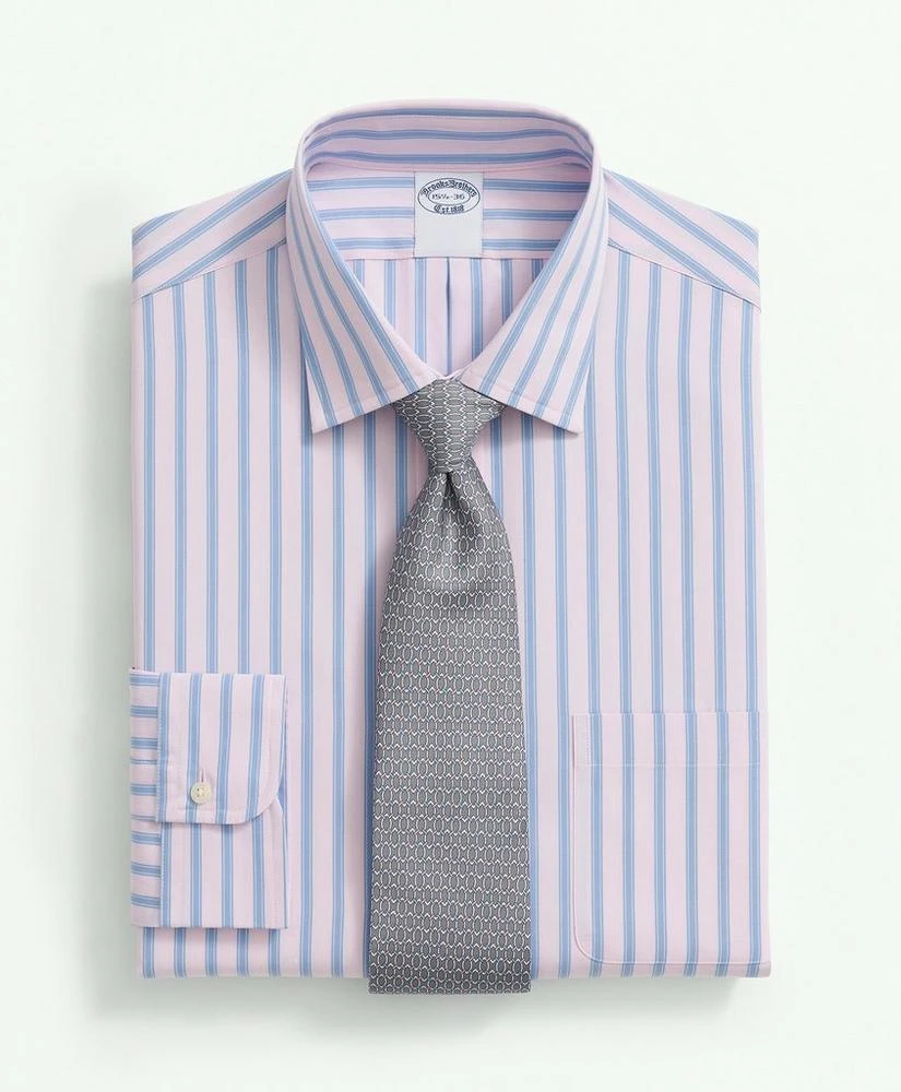 商品Brooks Brothers|Supima® Cotton Poplin Ainsley Collar, Framed Stripe Dress Shirt,价格¥947,第1张图片