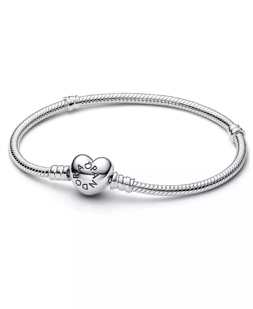 商品PANDORA|Sterling Silver Moments Heart Clasp Snake Chain Bracelet,价格¥393,第1张图片