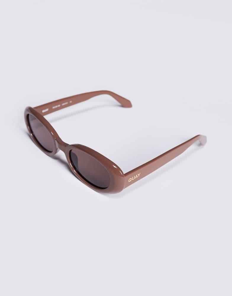 Shop Quay felt cute oval sunglasses in brown on Sale at  display picture 3