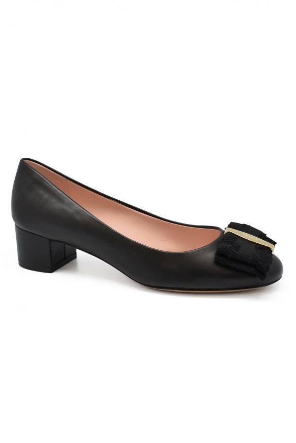 Luxury Shoes For Women   Salvatore Ferragamo Black Leather Pumps商品第2张图片规格展示