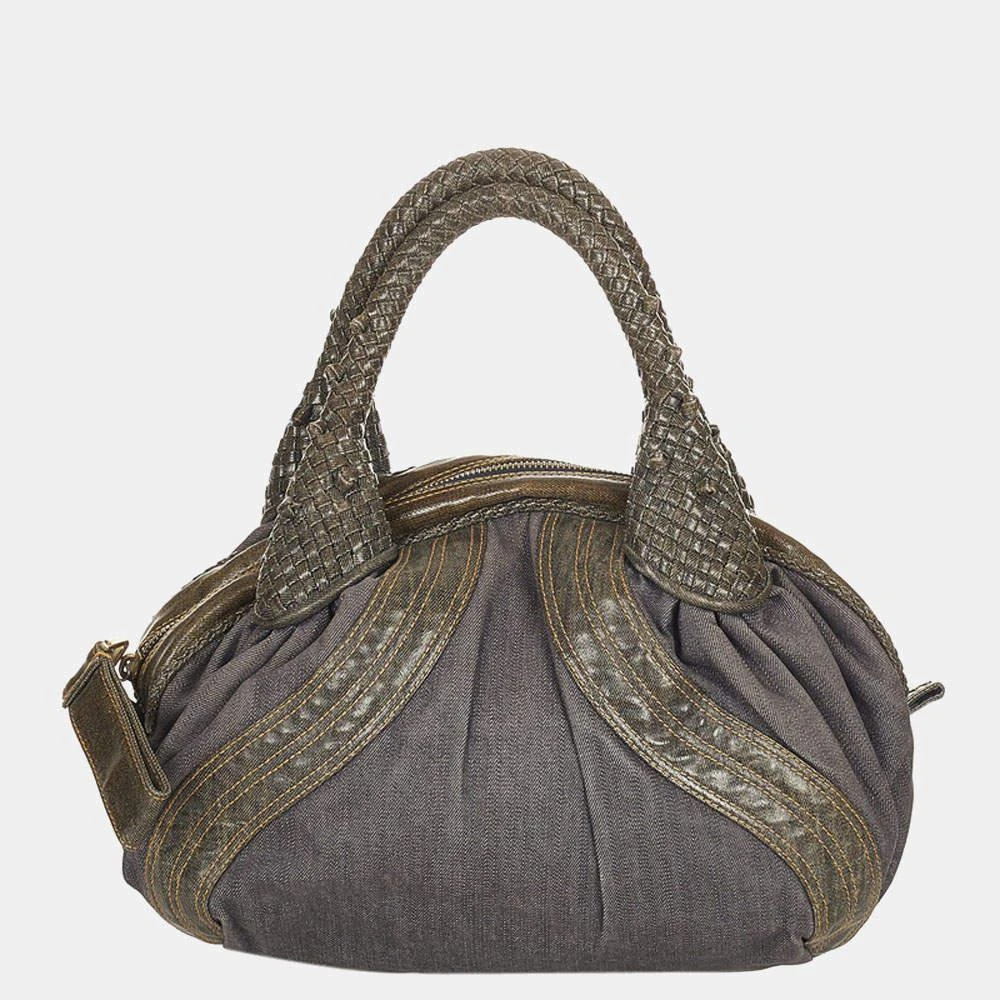 商品[二手商品] Fendi|Fendi Grey Denim Leather Spy Top Handle Bag,价格¥4459,第1张图片