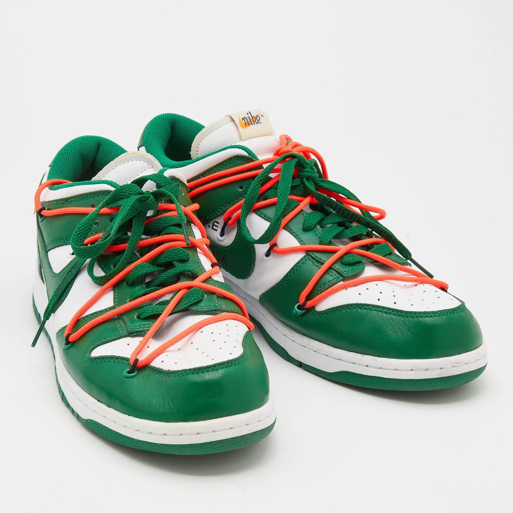 Off-White x Nike Green/White Leather Dunk Low Top Sneakers Size 46商品第4张图片规格展示