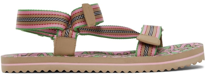 商品Burberry|SSENSE Exclusive Pink & Green Patterson Flat Sandals,价格¥1019,第1张图片