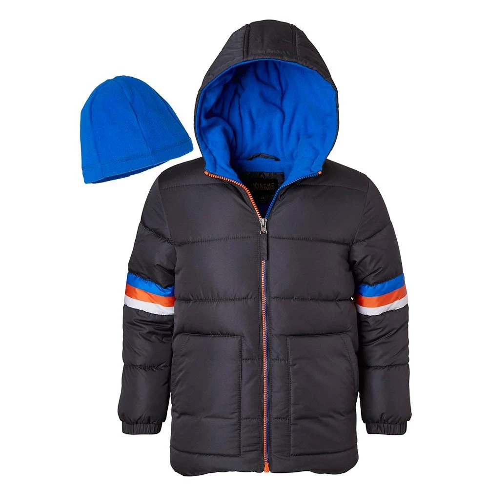商品Ixtreme|Big Boys Sleeve Stripe Puffer Jacket with Fleece Hat, 2 Piece Set,价格¥191,第1张图片