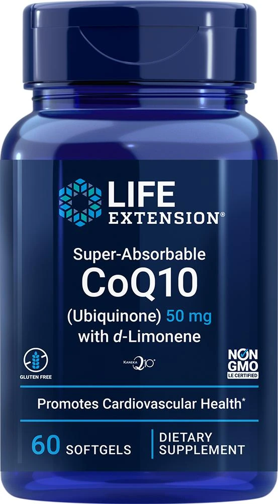 商品Life Extension|CoQ10, Ubiquinone with d-Limonene, 60 softgels - 50 mg (50 mg, 60 softgels), Super-Absorbable, Life Extension,价格¥141,第1张图片