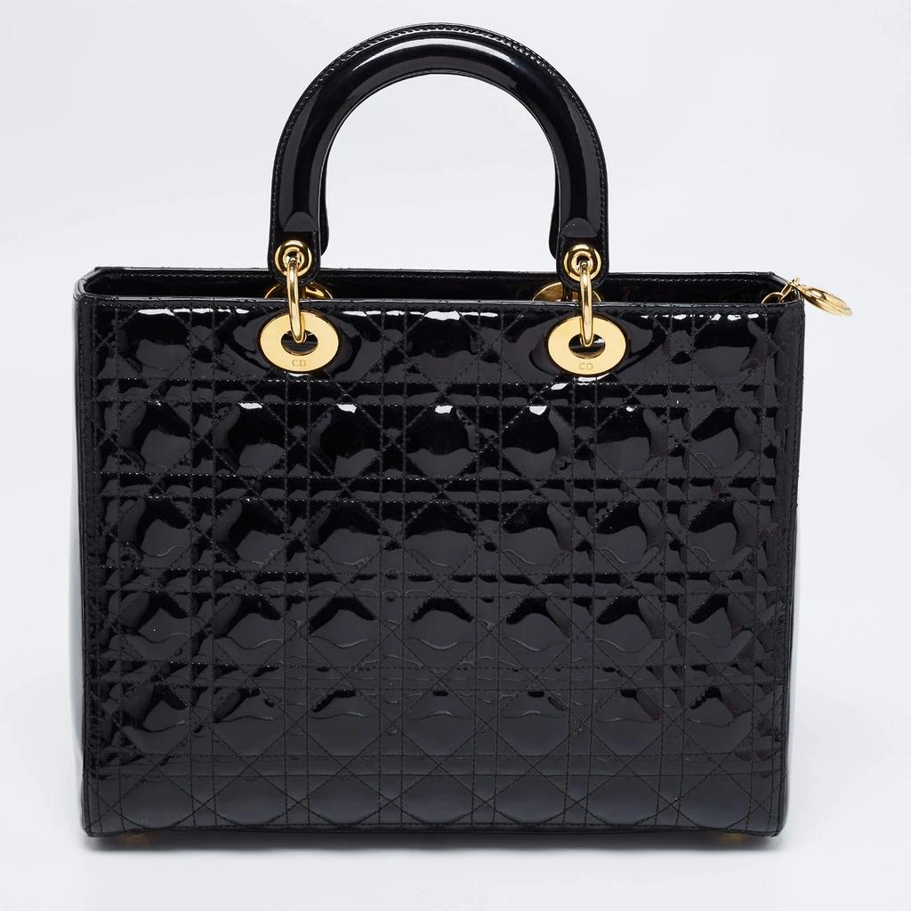 商品[二手商品] Dior|Dior Black Cannage Patent Leather Large Lady Dior Tote,价格¥9194,第4张图片详细描述