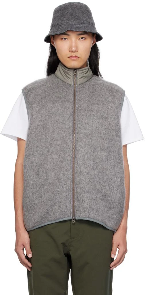 商品Nanamica|Gray Zip-Up Mohair Vest,价格¥2305,第1张图片