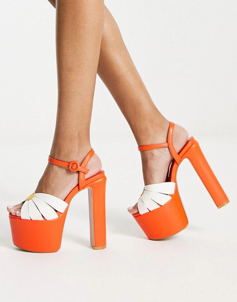 商品Daisy Street|Daisy Street platform heeled sandals in orange,价格¥93,第4张图片详细描述
