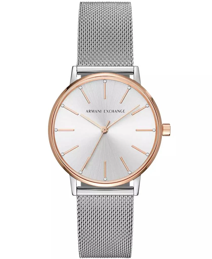 商品Armani Exchange|Women's Three-Hand Silver-Tone Stainless Steel Watch 36mm,价格¥782,第1张图片