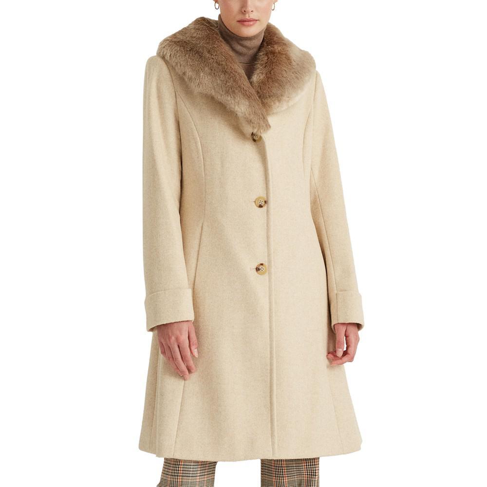 商品Ralph Lauren|Women's Faux-Fur-Trim Walker Coat, Created for Macy's,价格¥1590,第1张图片