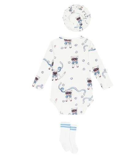 商品Mini Rodini|婴幼儿 — 棉质连身衣、帽子与袜子套装,价格¥289,第2张图片详细描述