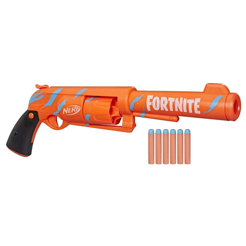 商品Nerf|NERF Fortnite 6-SH Dart Blaster -- Camo Pulse Wrap, Hammer Action Priming, 6-Dart Rotating Drum, Includes 6 Official Elite Darts,价格¥159,第1张图片