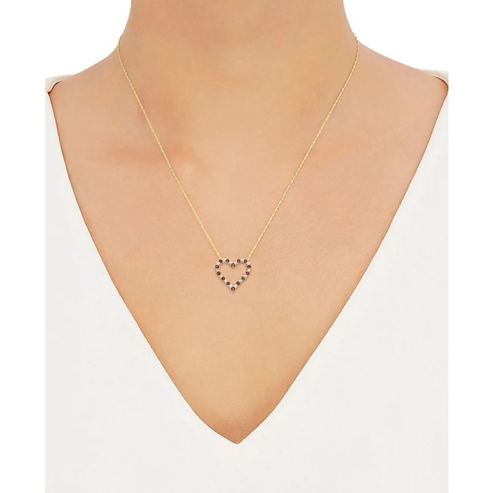 商品Macy's|241 WEAR IT BOTH WAYS Sapphire (1/2 ct. t.w.) & Diamond (1/4 ct. t.w.) Two-Way Heart Pendant Necklace in 14K White Gold, 17" + 2-1/2" extender (Also in Emerald & Ruby),价格¥4647,第3张图片详细描述