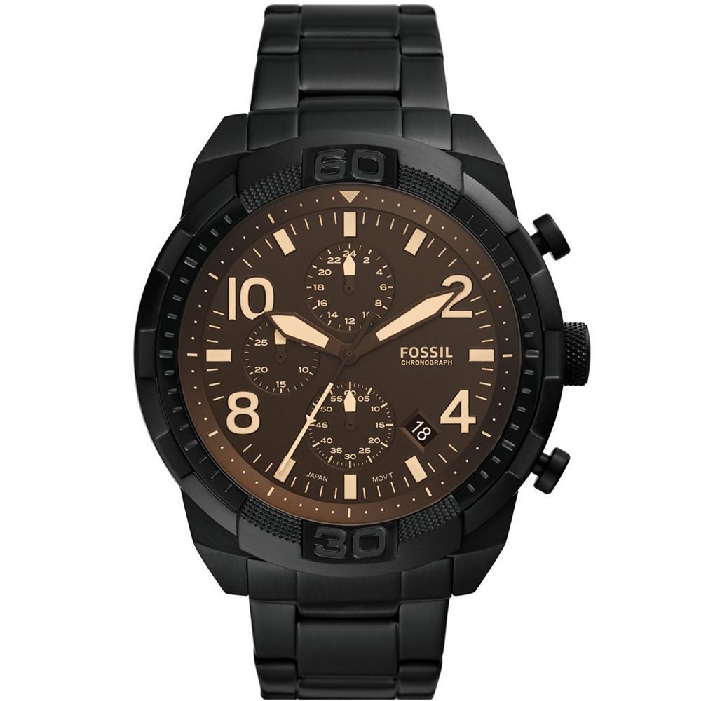 商品Fossil|Men's Bronson Black Stainless Steel Bracelet Watch 50mm,价格¥1453,第1张图片