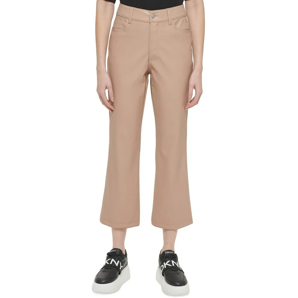 商品DKNY|DKNY Womens Faux Leather High Rise Cropped Pants,价格¥147,第1张图片