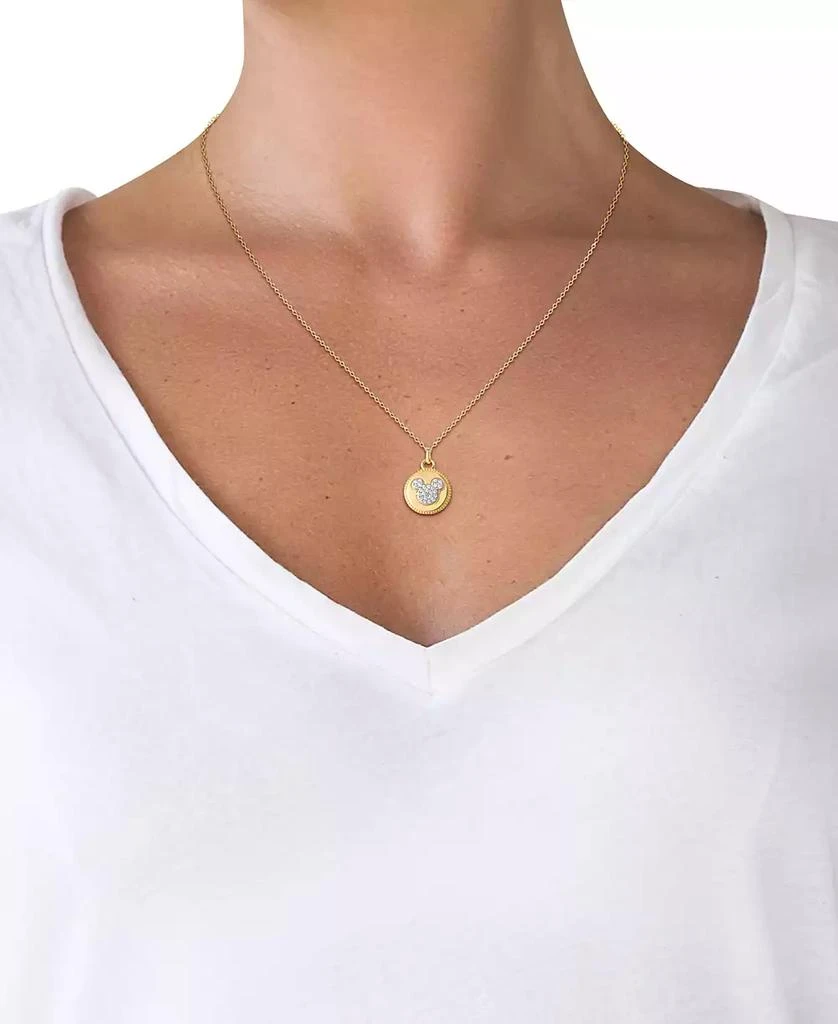 商品Disney|Cubic Zirconia Mickey Mouse Disc 18" Pendant Necklace in 18k Gold-Plated Sterling Silver,价格¥260,第2张图片详细描述