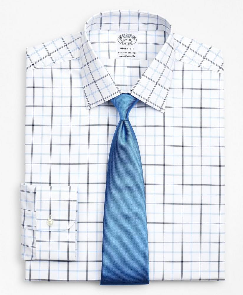 商品Brooks Brothers|Stretch Regent Regular-Fit Dress Shirt, Non-Iron Poplin Ainsley Collar Double-Grid Check,价格¥447,第1张图片