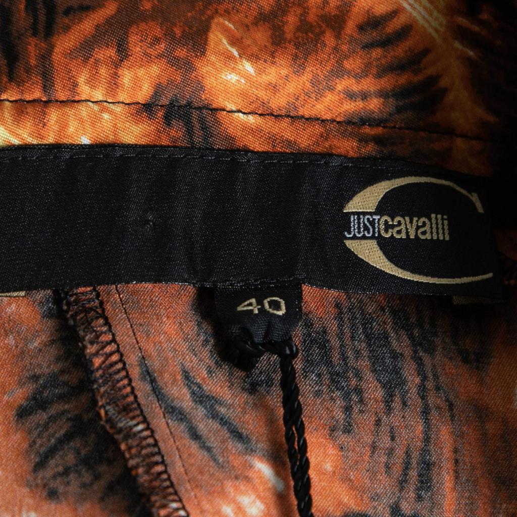 Just Cavalli Orange and Black Printed Flared Hem Skirt S商品第5张图片规格展示