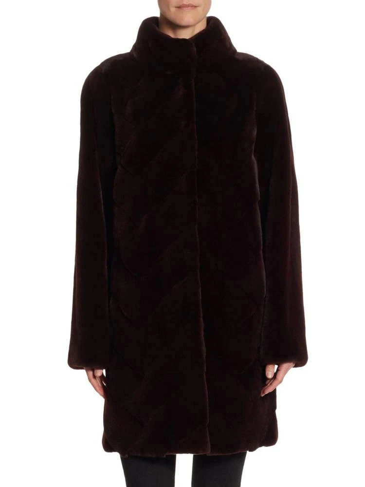 商品The Fur Salon|Three-Quarter Length Mink Velvet Coat,价格¥35941,第1张图片