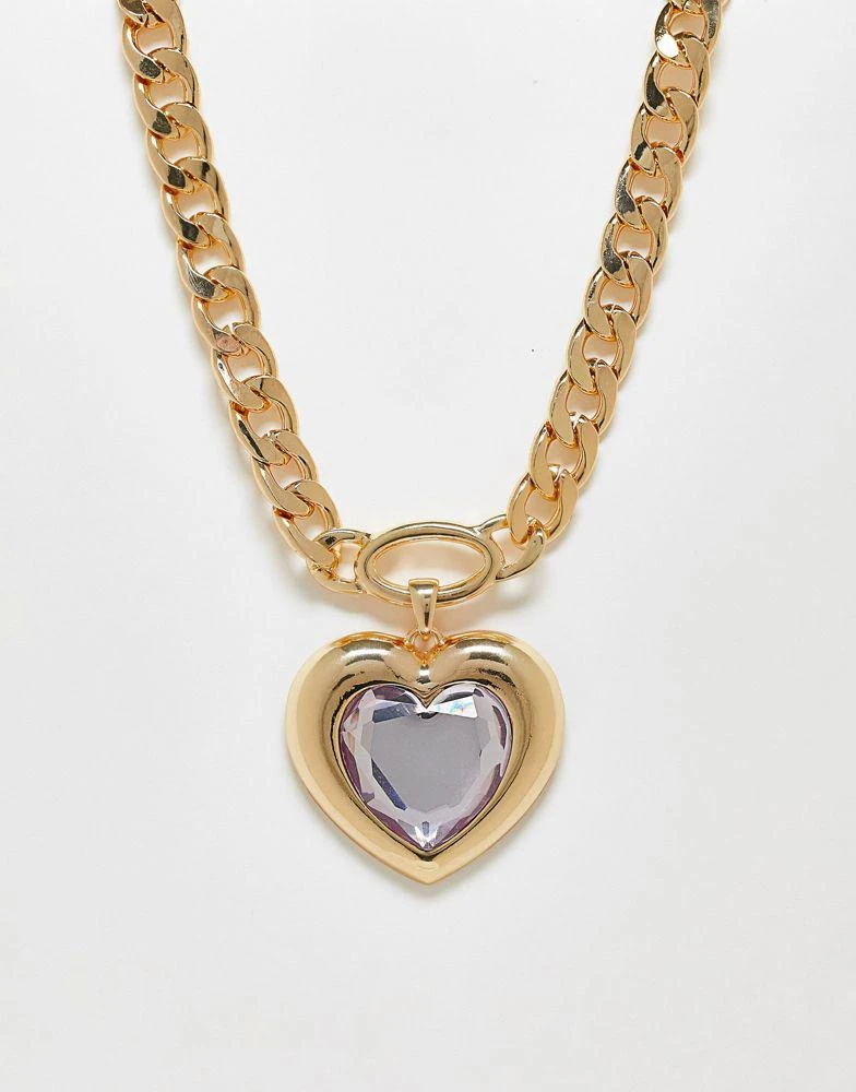 商品Reclaimed Vintage|Reclaimed Vintage inspired oversized heart necklace in gold,价格¥143,第1张图片