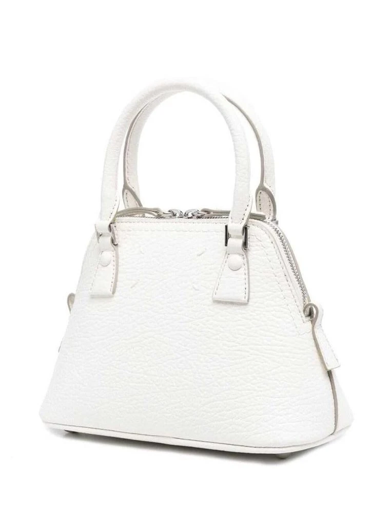 商品MAISON MARGIELA|'5AC Micro' White Shoulder Bag with Logo Label in Grainy Leather Woman Maison Margiela,价格¥9809,第2张图片详细描述