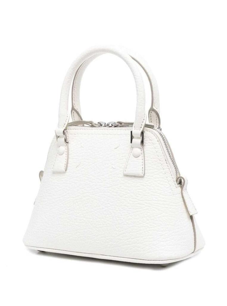 商品MAISON MARGIELA|'5AC Micro' White Shoulder Bag with Logo Label in Grainy Leather Woman Maison Margiela,价格¥9471,第4张图片详细描述