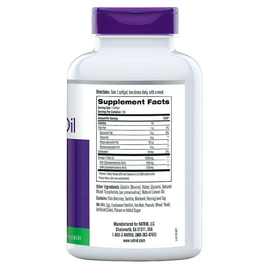 商品Natrol|Omega-3 1000 mg Softgels Lemon,价格¥74,第2张图片详细描述