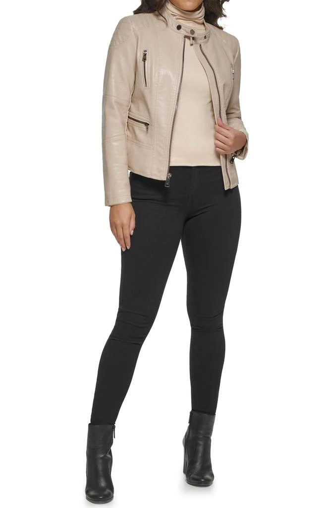 商品Kenneth Cole|Faux Leather Crop Moto Jacket,价格¥572,第5张图片详细描述