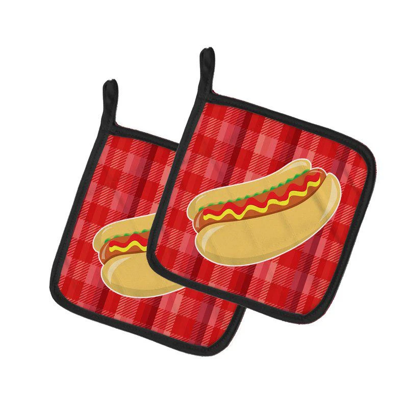 商品Caroline's Treasures|Hot Dog Plaid Pair of Pot Holders,价格¥169,第1张图片