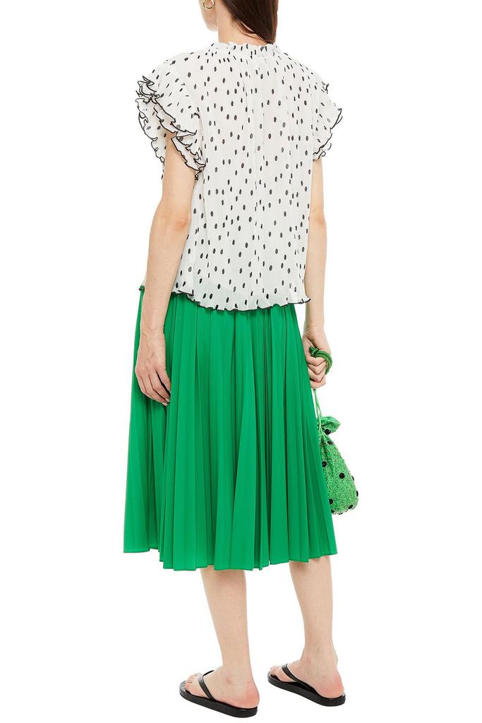 Ruffle-trimmed polka-dot plissé-chiffon blouse商品第3张图片规格展示