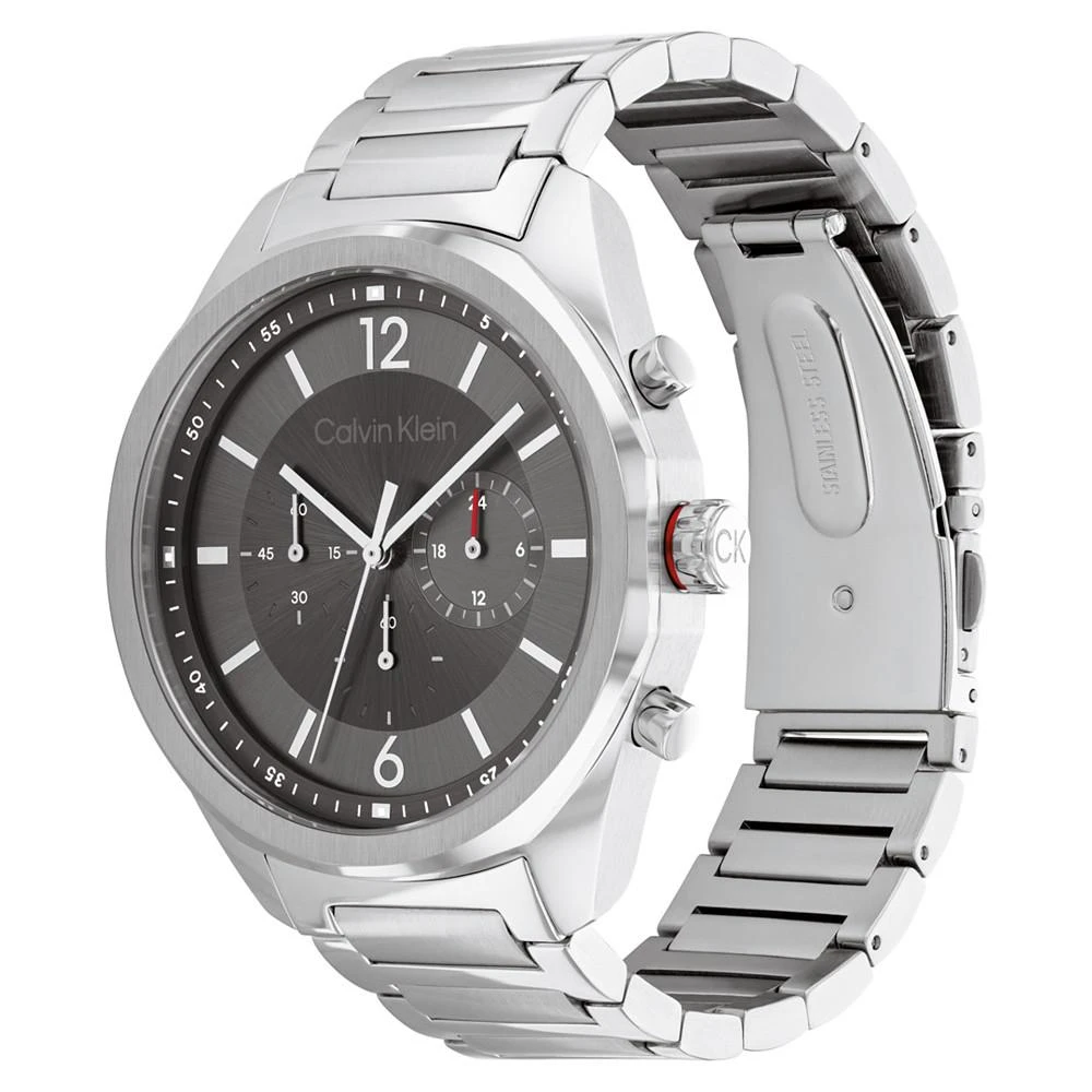 商品Calvin Klein|Men's Multifunction Silver-Tone Stainless Steel Bracelet Watch 45mm,价格¥1431,第2张图片详细描述