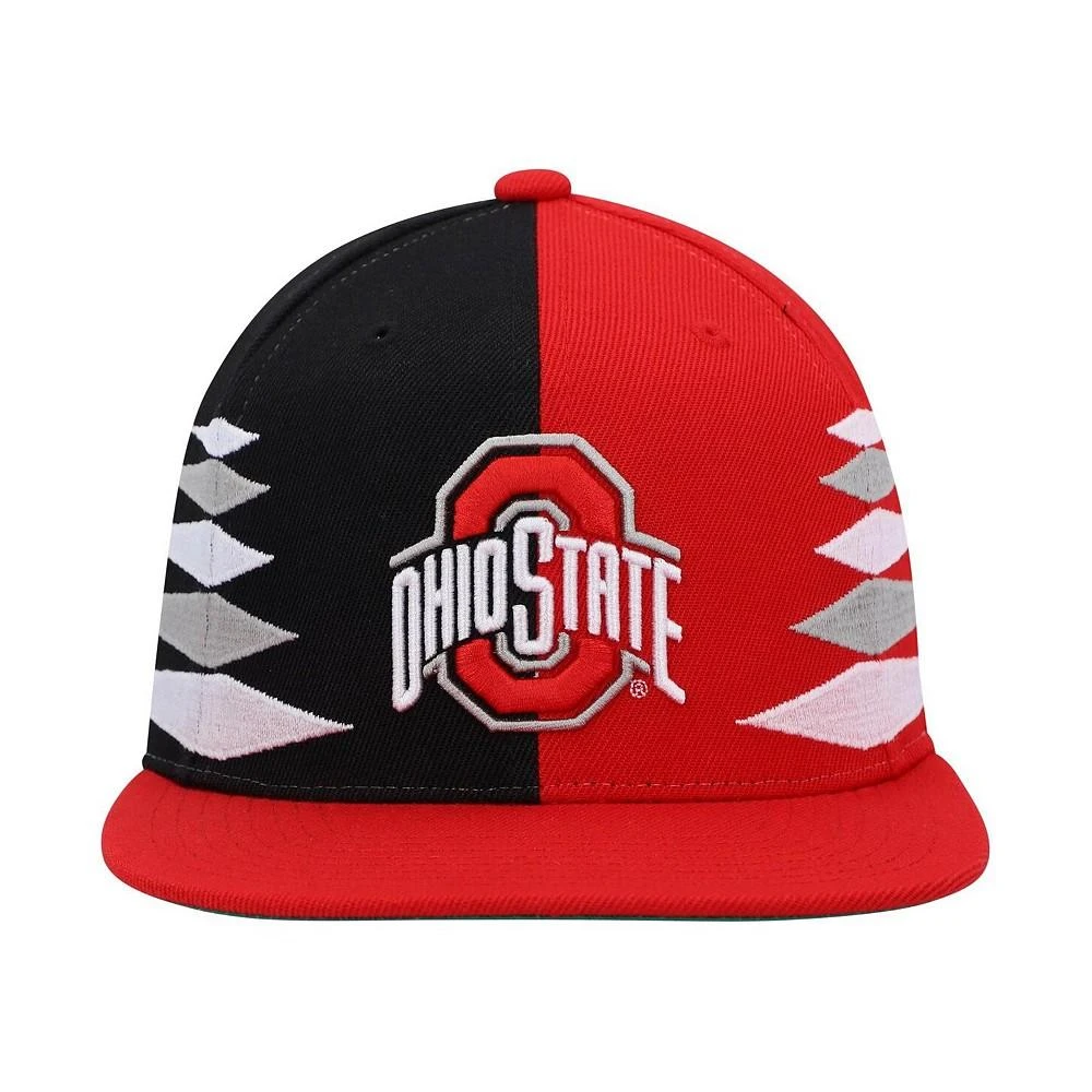 商品Mitchell and Ness|Men's Scarlet and Black Ohio State Buckeyes Diamond Cut Snapback Hat,价格¥254,第4张图片详细描述