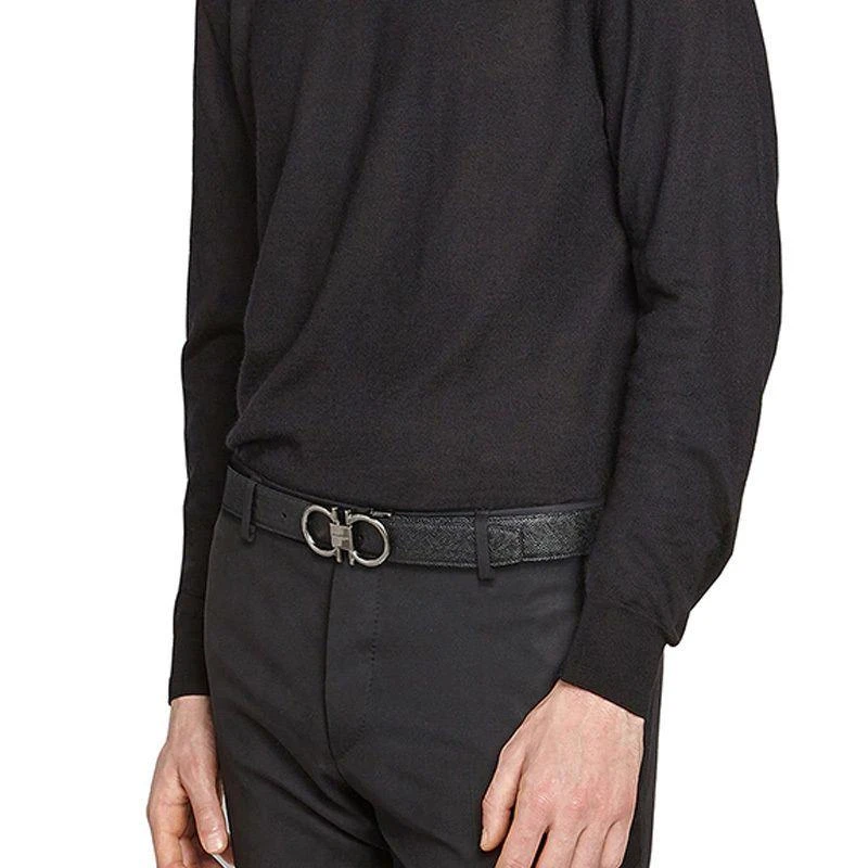 商品Salvatore Ferragamo|SALVATORE FERRAGAMO 菲拉格慕 男士黑色牛皮板扣式双面皮带腰带 67-9938-698949,价格¥4657,第4张图片详细描述