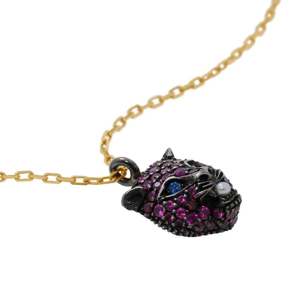 商品Gucci|Gucci Le Marche Des Merveilles 18K Yellow Gold and Sterling Silver, Mother of Pearl 1.4mm and Ruby Pendant Necklace YBB45919200300U,价格¥24020,第3张图片详细描述