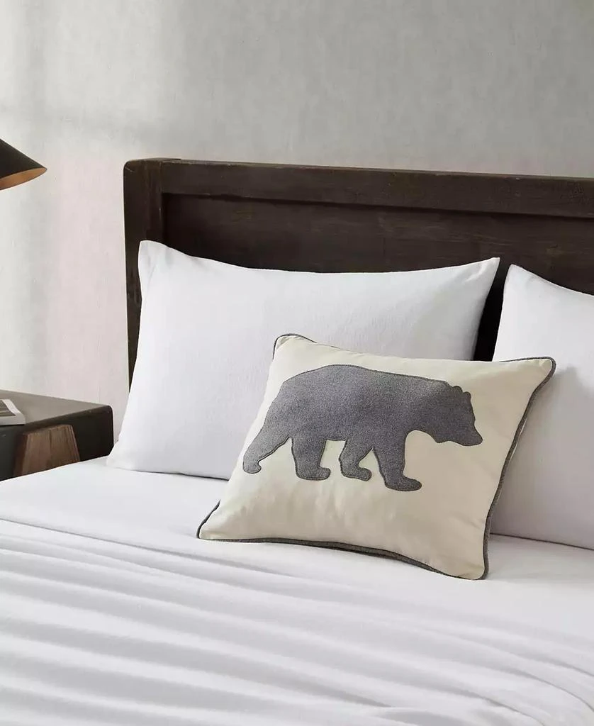 Bear Applique Grey Felt Decorative Pillow, 16" x 20" 商品