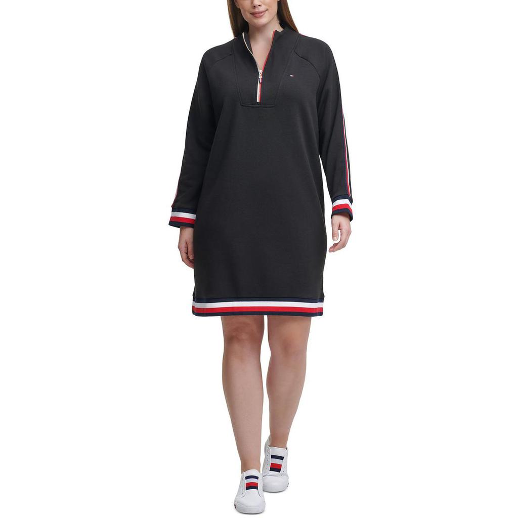 Tommy Hilfiger Womens Plus Fleece Funnel Neck Sweatshirt Dress商品第2张图片规格展示