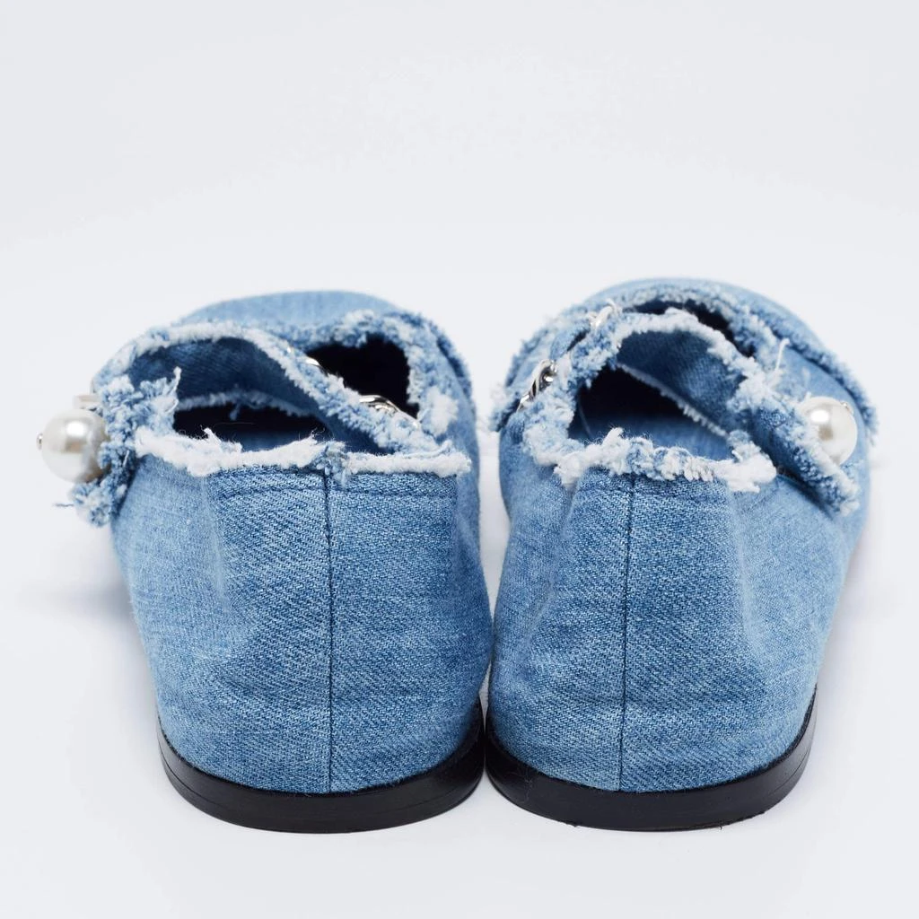 商品[二手商品] Miu Miu| Miu Miu Blue Denim Chain Strap Mary Jane Ballet Flats Size 40,价格¥1495,第5张图片详细描述