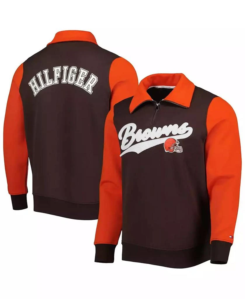 商品Tommy Hilfiger|Men's Brown, Orange Cleveland Browns Aiden Quarter-Zip Top,价格¥617,第1张图片